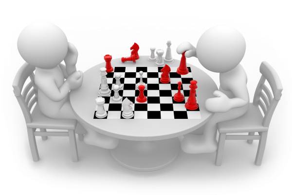 2 cartoon figures playing chess